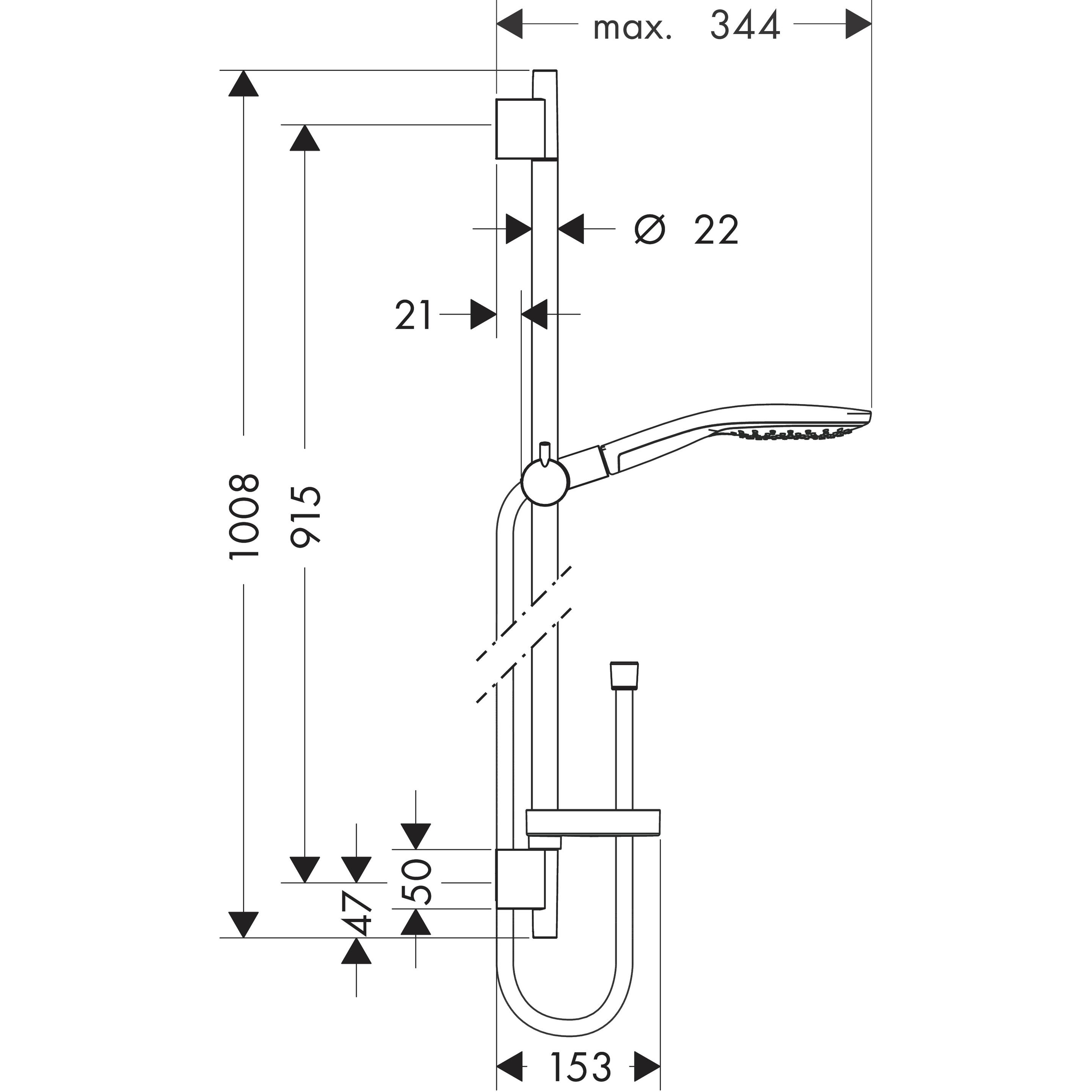 Thumbnail - hansgrohe, Duschsystem, Raindance Select S Duschset 150 3 Strahlarten mit Duschstange 90 cm und Seifenschale