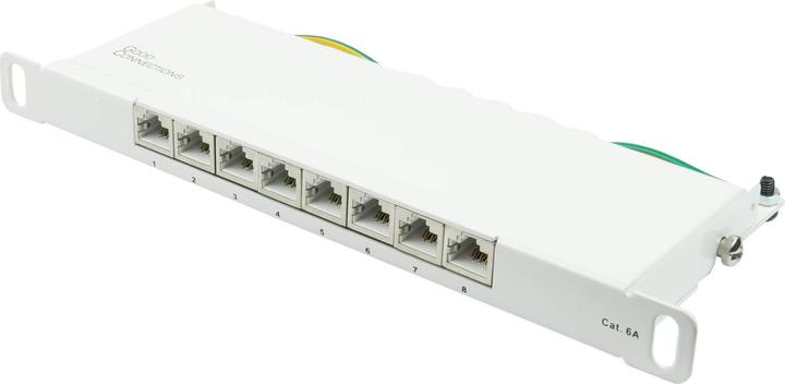Good Connections Patch panel 25.40cm (10") Cat. 6A, 8-port, 0.5 U, STP shielded, tool-free opening, pure white (RAL