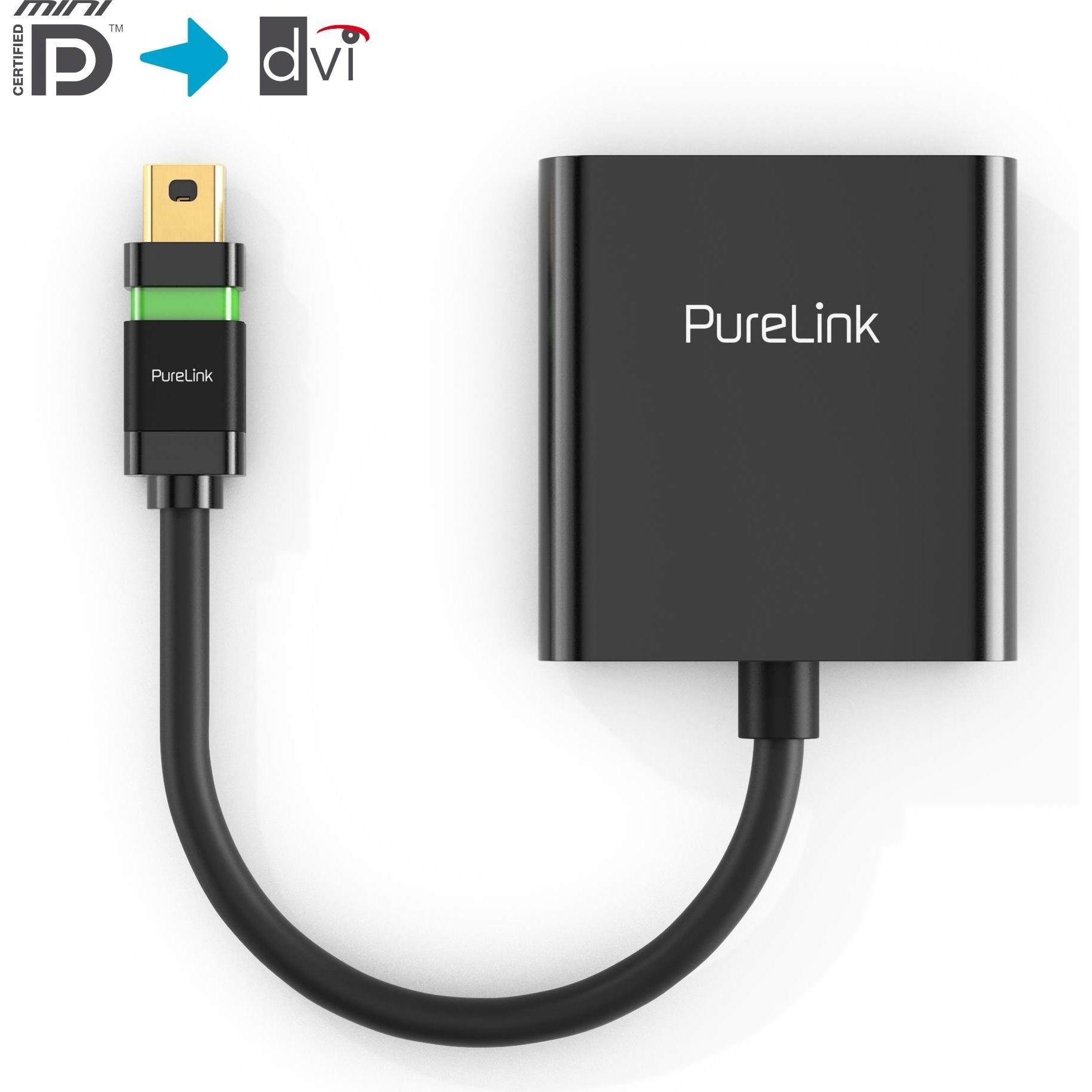 Thumbnail - Purelink Adapter Zert. 2K High Speed Mini-DisplayPort - DVI-D (DVI, 15 cm), Data + Video Adapter, Schwarz