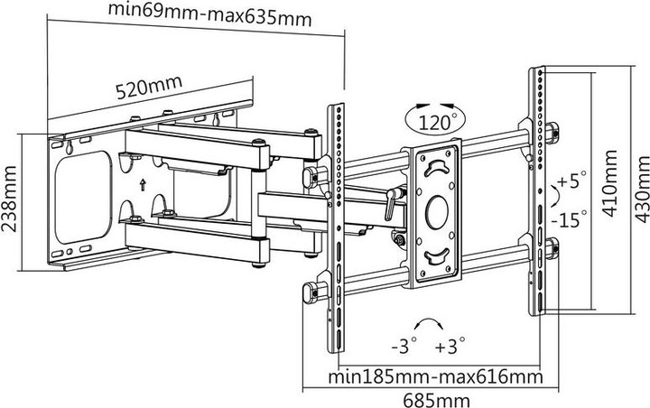 Actual product image Xantron Strongline-960D (Wall, 90", 65 kg)