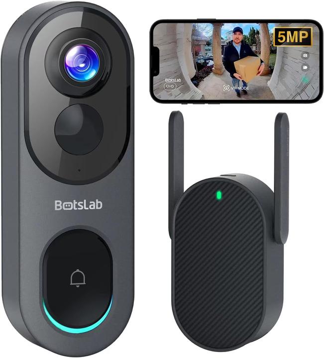 Immagine prodotto Botslab Campanello video, capacità 6400mAh, visione grandangolare a 180°, memoria interna 32G, rilevamento (WiFi)