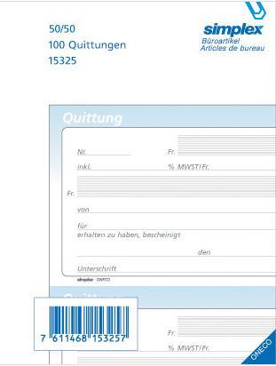 Produktbild Simplex 2-Quittungen pro Blatt (100x)