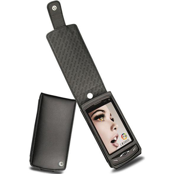 Noreve Lederschutzhülle vertikal (Samsung S8500 Wave), Smartphone Hülle, Schwarz