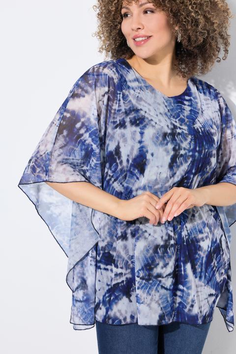 Immagine prodotto Ulla Popken Blusa a doppio strato dal taglio oversize con scollo a girocollo e mezze maniche (42, 44)
