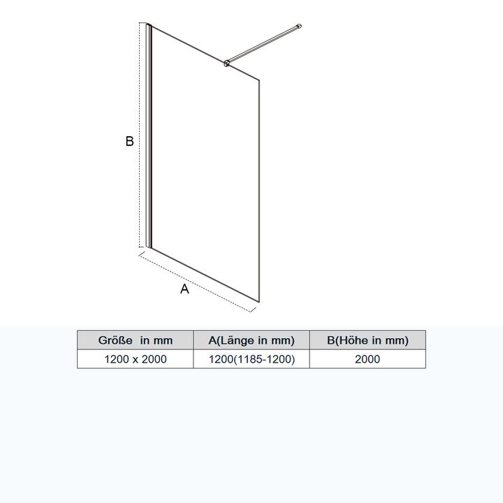Produktbild SONNI Duschabtrennung Begehbare Nischentr Duschtr 120 x 195cm NANO-Finish Duschtr aus Glas (120 cm, 120 cm, 195 cm)
