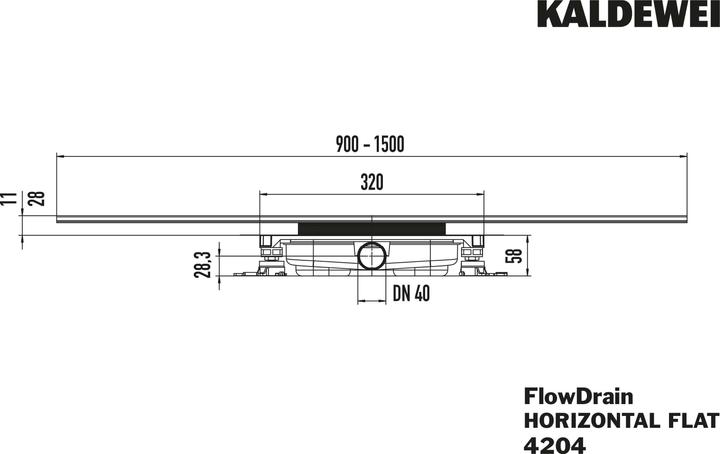 Image du produit Kaldewei FLOWDRAIN HORIZONTAL FLAT 4204, Set de garniture d'écoulement, DN40 (337 mm)