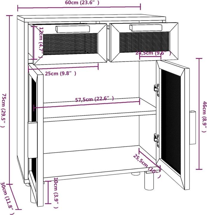 Actual product image vidaXL Sideboard (60 x 60 x 75 cm)