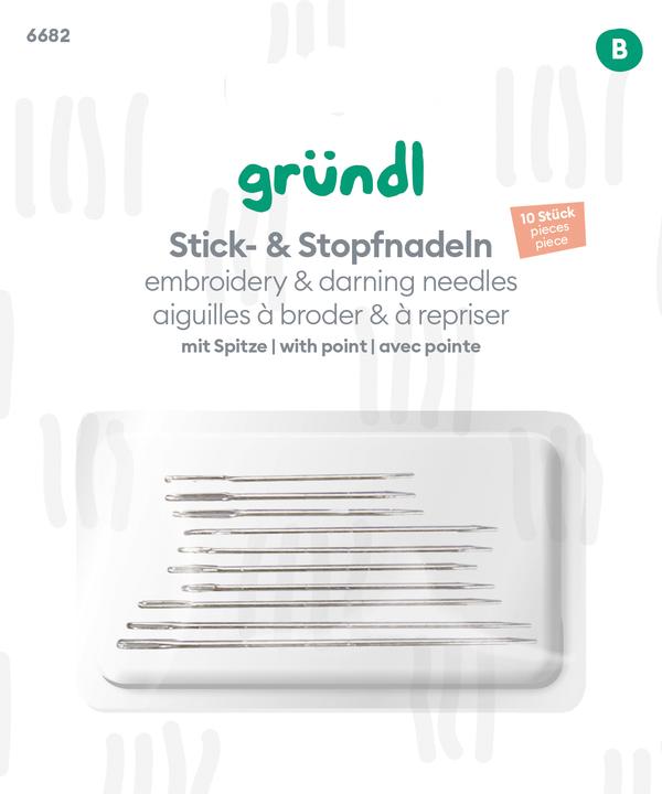 Gründl Stick- und Stopfnadeln mit Spitze, 10 Stück