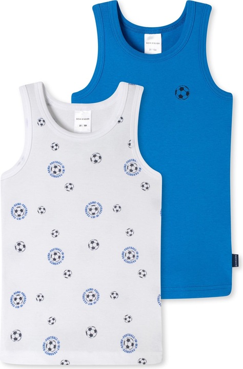 Produktbild Schiesser Unterhemd Jungen 2er-Pack, Blau/Weiss, 140, Material (140)
