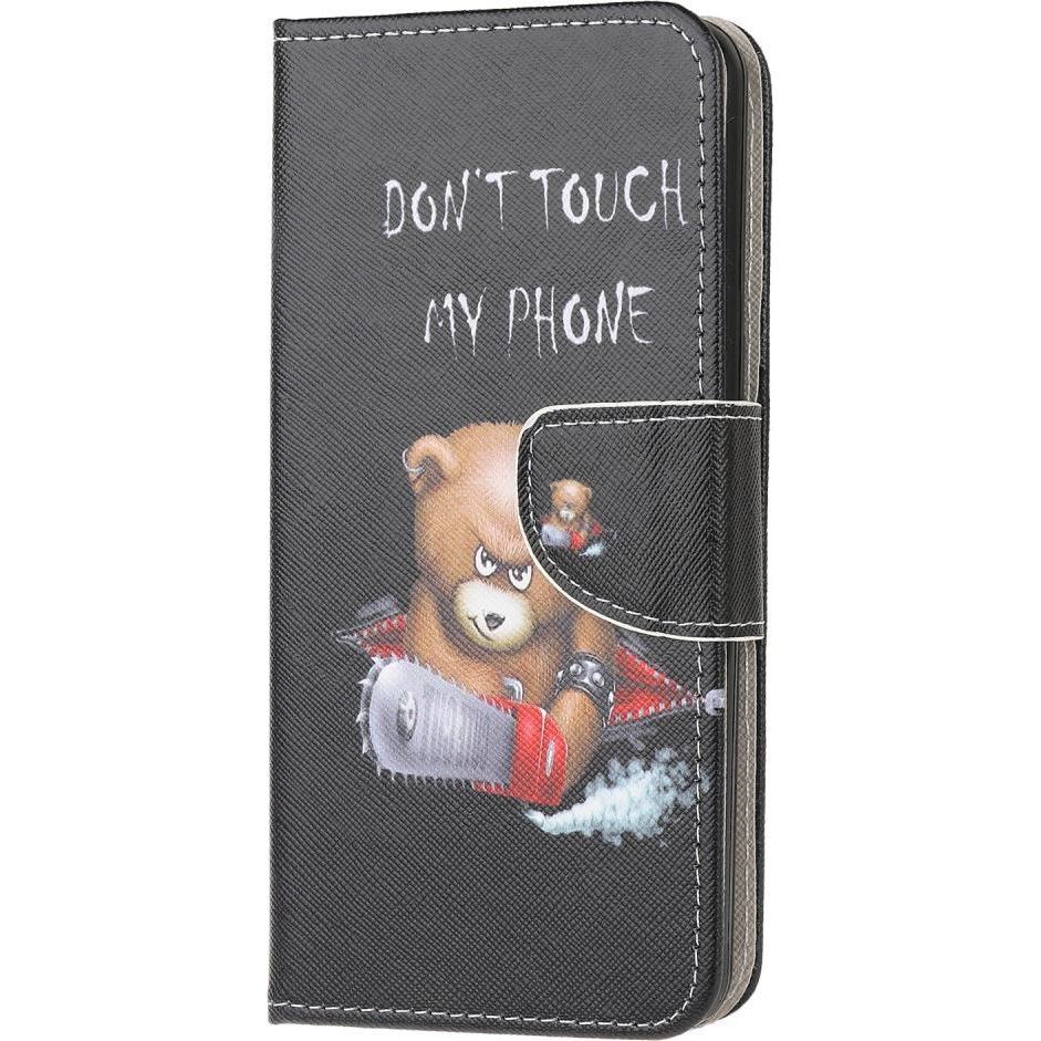 Cover-Discount Galaxy A21s - Leder Hülle Don't Touch Bär (Samsung Galaxy A21s), Smartphone Hülle, Schwarz, Mehrfarbig