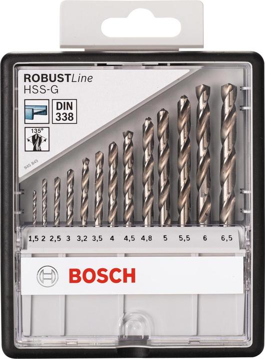 Productafbeelding Bosch Professional Zubehör HSS metalen draaiboorset 13 (1,5 mm, 2 mm, 2,5 mm, 3 mm, 3,2 mm, 3,5 mm, 4 mm, 4,5 mm, 4,8 mm, 5 mm, 5,5 mm, 6 mm, 6,5 mm)