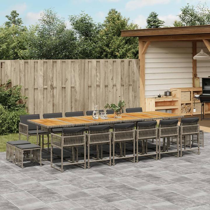 Produktbild vidaXL Gartenmöbel Essgruppe Gartengarnitur Sitzgruppe 17tlg. Grau Poly Rattan (106 cm)