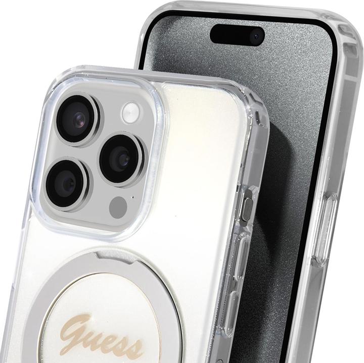 Produktbild Guess GUHMP15XHRSGSD iPhone 15 Pro Max 6.7" przezroczysty/transparent hardcase Ring Stand Script Gli (Apple iPhone 15 Pro Max)