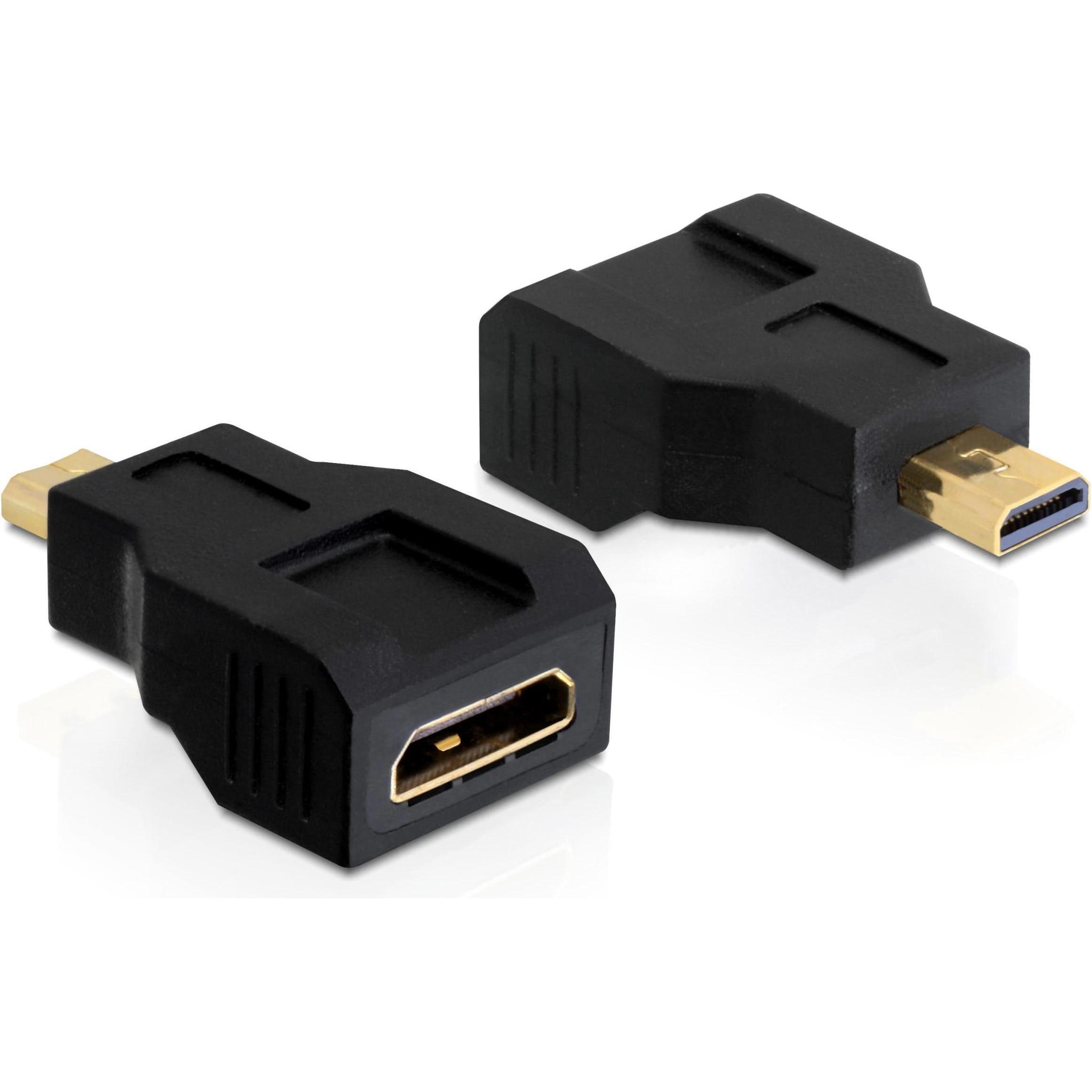 Delock Micro-HDMI zu (Mini HDMI, 2.75 cm), Data + Video Adapter, Schwarz