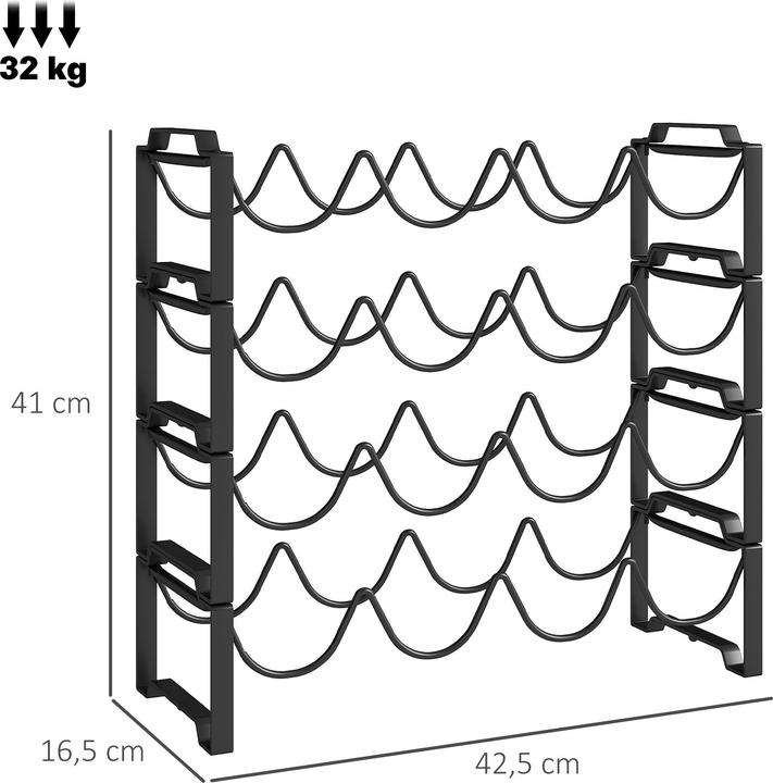 Image du produit Homcom Casier à vin (42,5 x 16,5 x 41 cm, 16 Fl.)
