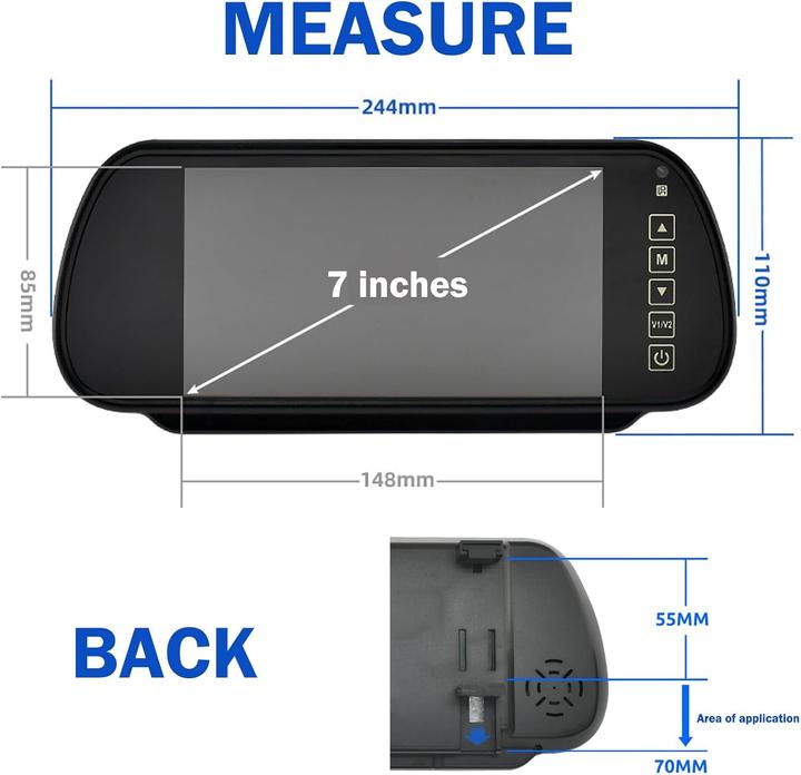 Produktbild Cocar Rückfahrkamera Spiegelmonitor mit Parkhilfslinien