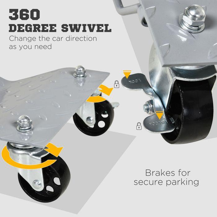 Immagine prodotto Swisshandel24 Cric di manovra 2 pezzi Aiuto alla manovra Cric per cambio gomme con 4 rulli per auto Grigio 40,5L