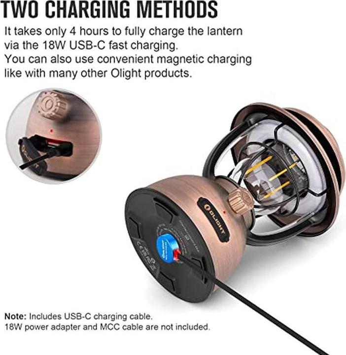 Image du produit Olight Retro-Campinglaterne mit dimmbarem Licht, USB-Netzteil, wasserdicht für Garten und Notfall