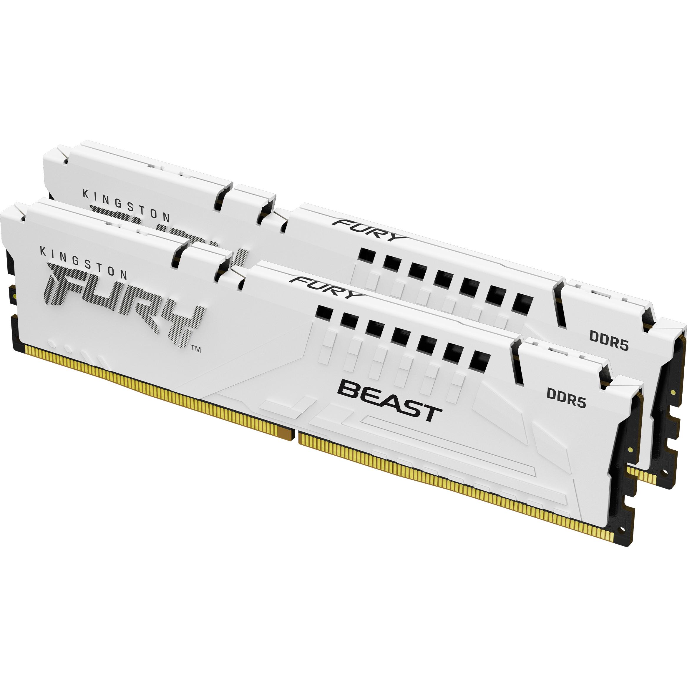 Kingston Bestia della furia (2 x 32GB, 6400 MHz, RAM DDR5, DIMM), Memoria RAM, Bianco