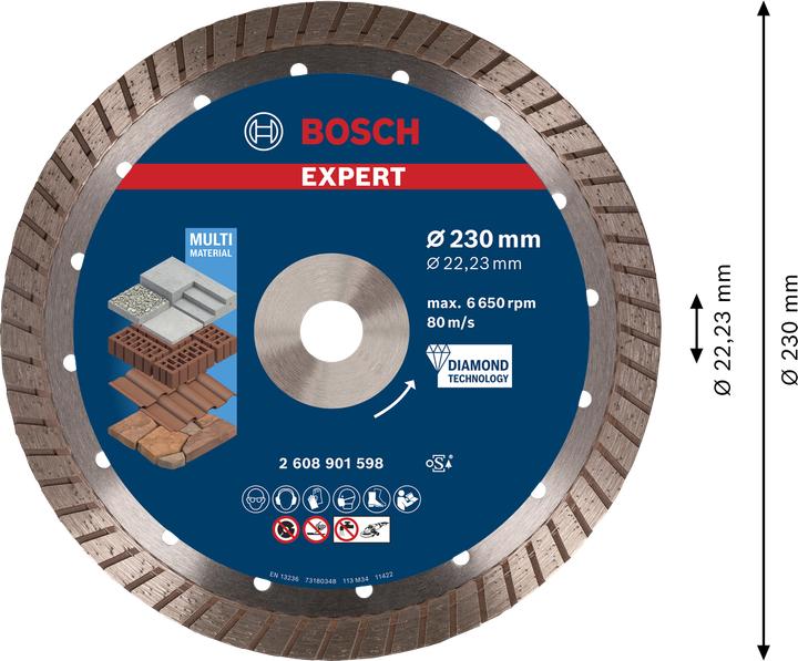 Produktbild Bosch Professional Zubehör Expert MultiMaterial Diamanttrennscheiben, 230 x 22,23 x 2,4 x 15 mm