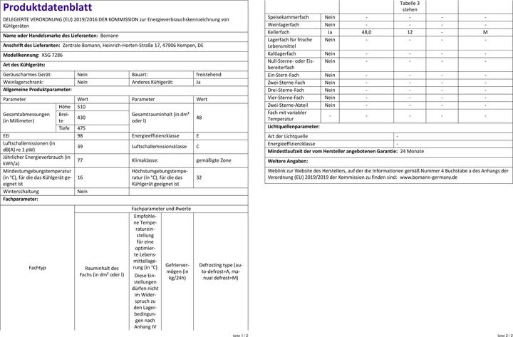 Actual product image Bomann Boma glass door refrigerator