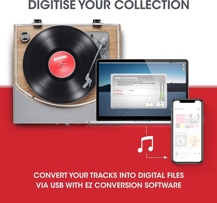 Produktbild ION Audio Premier LP Kabelloser Plattenspieler integrierter StereoSoundbar (Manuell)