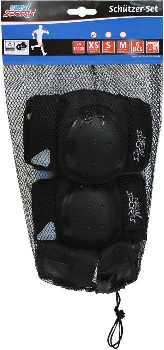 New Sports Protector set black, size XS up to 25 kg (XS, Wrist protectors, Knee pad, Elbow protectors, 6 pieces)