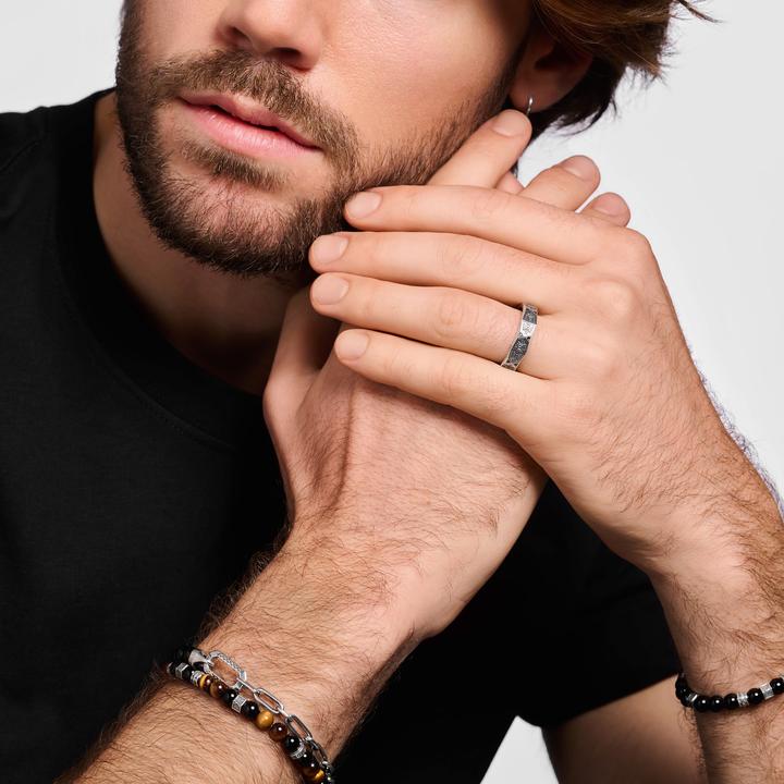 Immagine prodotto Thomas Sabo Anello Design sfaccettato con pietre nere Argento (56, 925 Argento)
