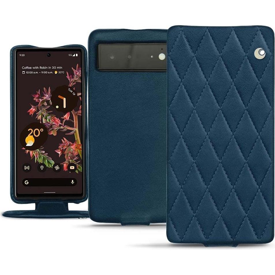 Noreve Lederschutzhülle vertikal (Google Pixel 6), Smartphone Hülle, Blau