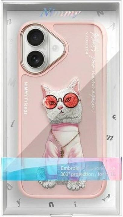 Actual product image Nimmy case iPhone 16 6.1" pink Glasses Cool Cat (Apple iPhone 16)
