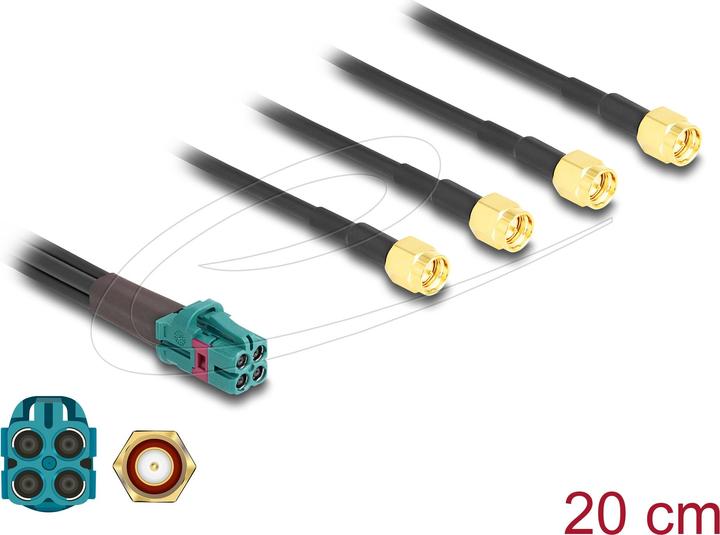 Actual product image Delock Cable Mini FAKRA Z socket quad to 4 x SMA plug B-type (Antenna cable)