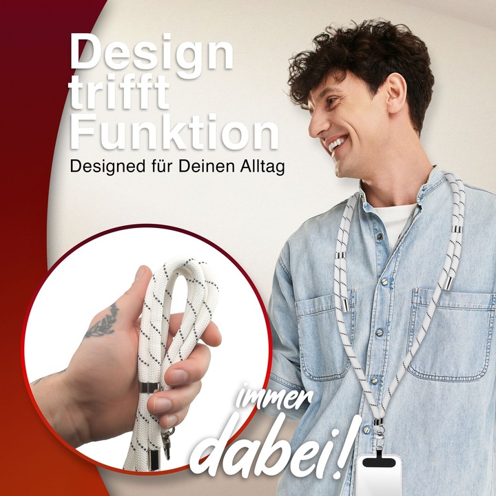 Produktbild Nalia HoldMe Lanyard Handykette – Universal Trageband für Smartphones - Verstellbar, Soft & Elastisch