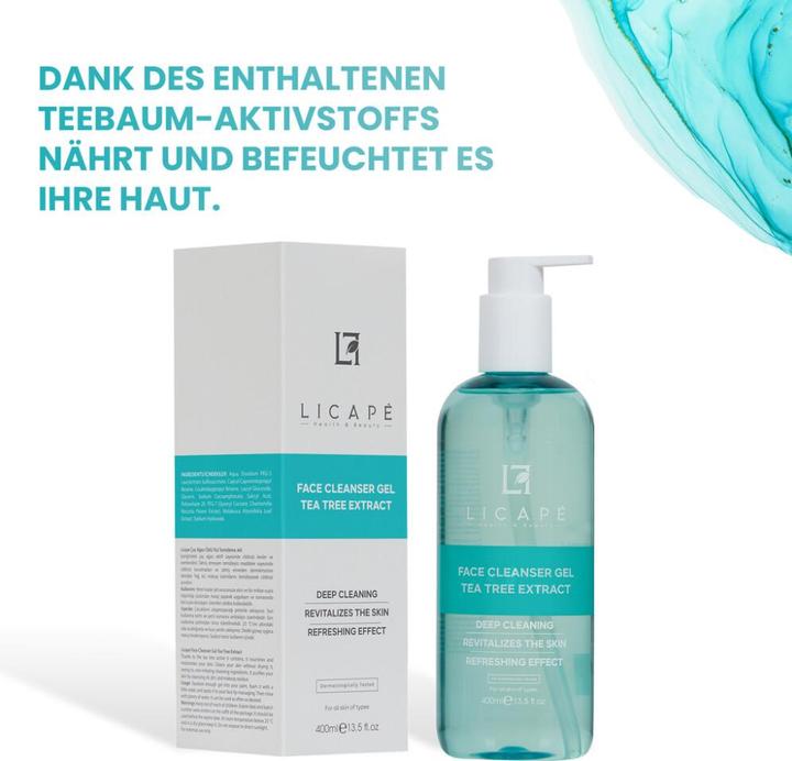 Immagine prodotto Licape Tea Tree Gesichtsreinigungsgel 400 ml - Sanfte Tiefenreinigung & Feuchtigkeit (400 ml)