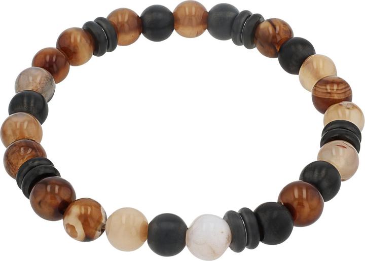 Immagine prodotto S.Oliver Armschmuck für Herren, Edelstahl, Steel Beads, Achat (19 cm, Acciaio inossidabile)