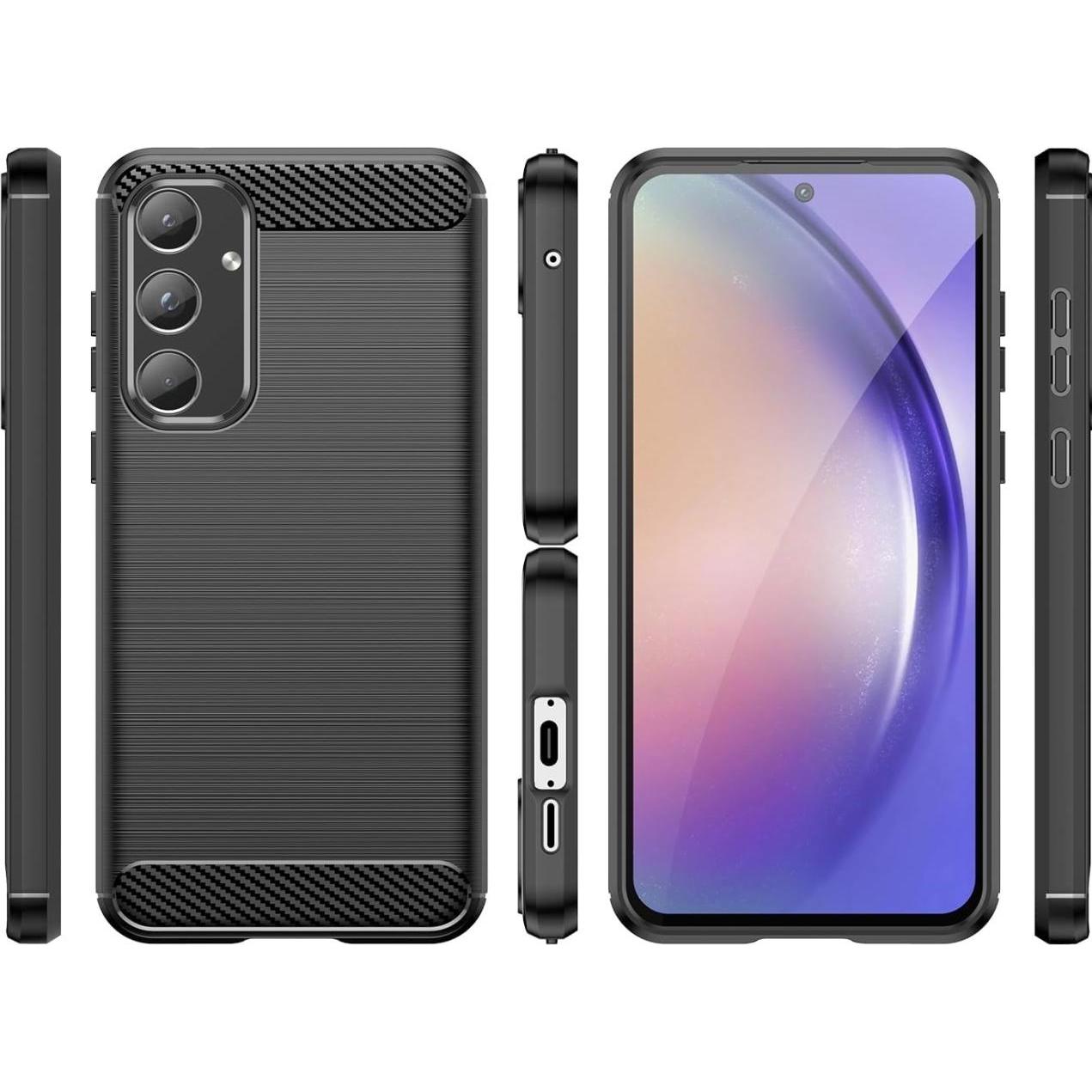Thumbnail - Screenguard Carbon Brushed Soft Case (Samsung Galaxy A55), Smartphone Hülle, Schwarz