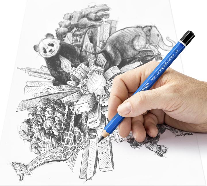 Productafbeelding Staedtler Mars Lumograph jumbo Design Journey' potlood (5.30 mm, 2B, 4B, 6B, 8B, HB, 5x)