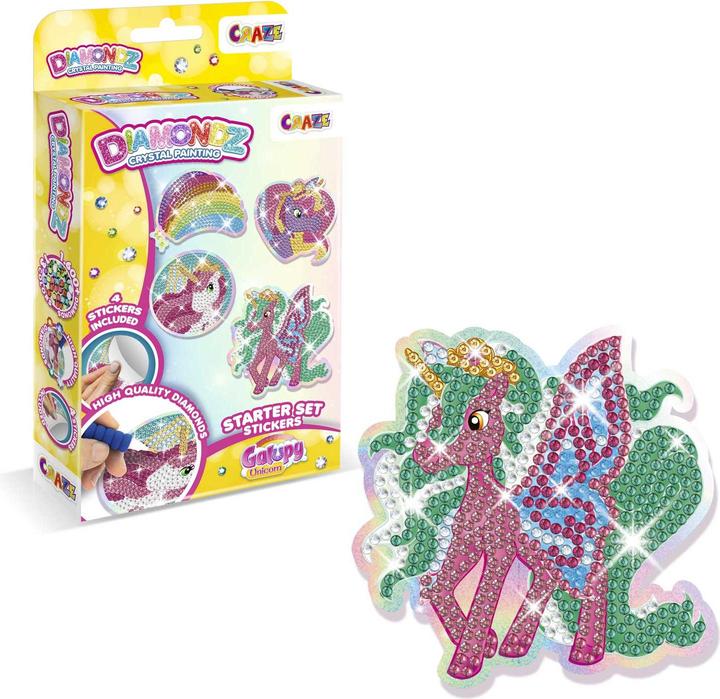 Produktbild Craze DIAMONDZ Starter Set Stickers Galupy Unicorn - Diamond Painting Kinder Aufkleber Set, DIY Diam