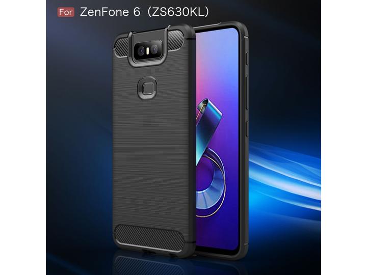 Actual product image Screenguard Asus ZenFone 6 Cover Carbon Brushed Soft TPU (Asus Zenfone 6)