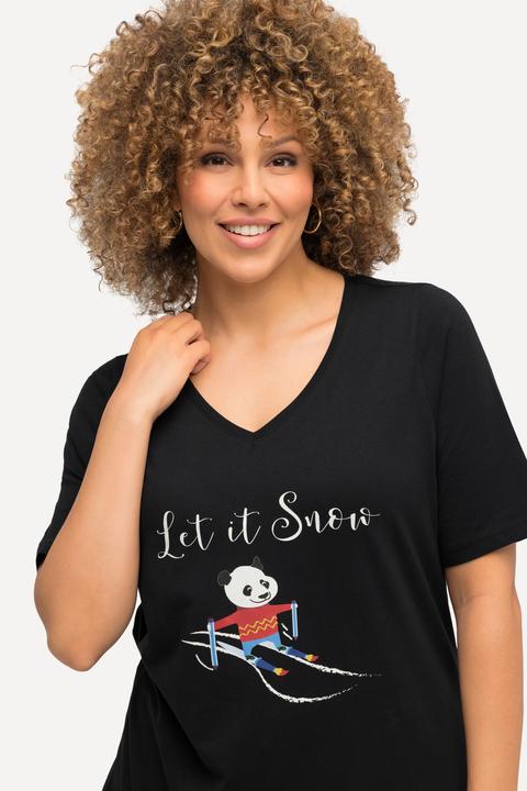 Actual product image Ulla Popken Let It Snow Short Sleeve Panda Tee (50, 52)