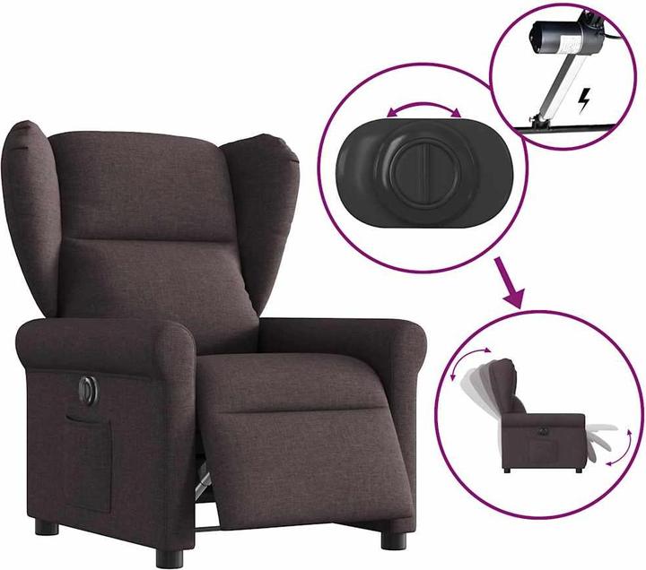 Immagine prodotto vidaXL Reclinabile elettrica in tessuto marrone scuro