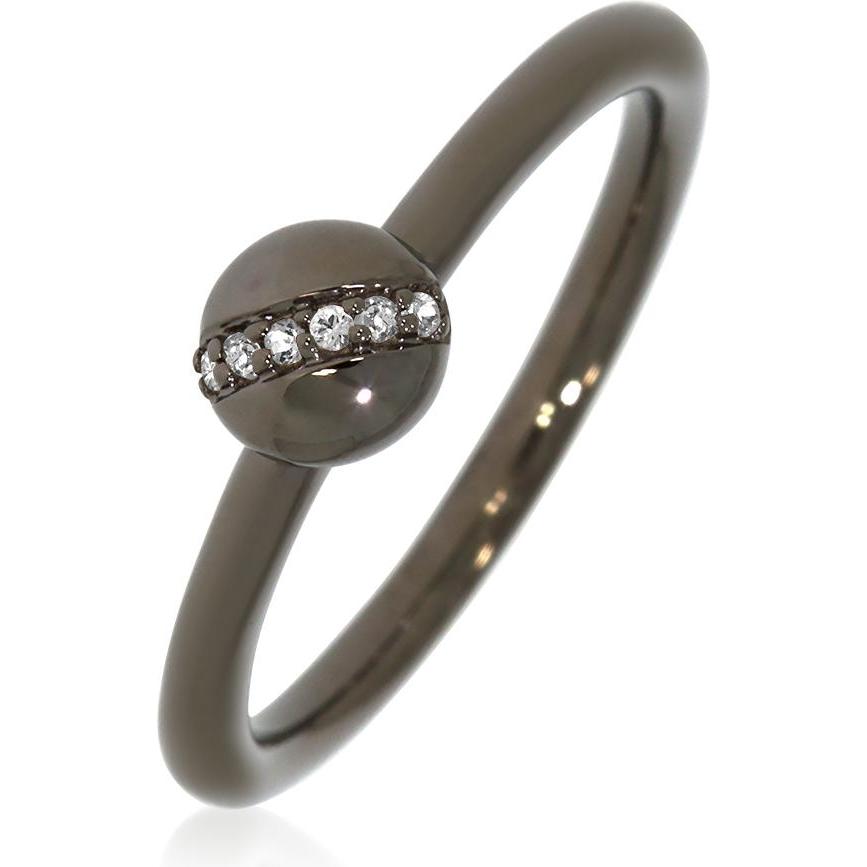 Xen, Ring, Ring mit 6 Weisstopase ca. 0,04 ct. Black Rhodium, (58, 925 Silber)