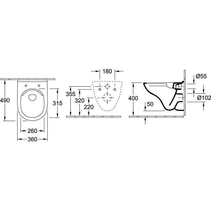 Thumbnail - Villeroy & Boch, WC Deckel, WC-Set O.novo compact verkrzt DirectFlush offener Splrand wei 5688HR01