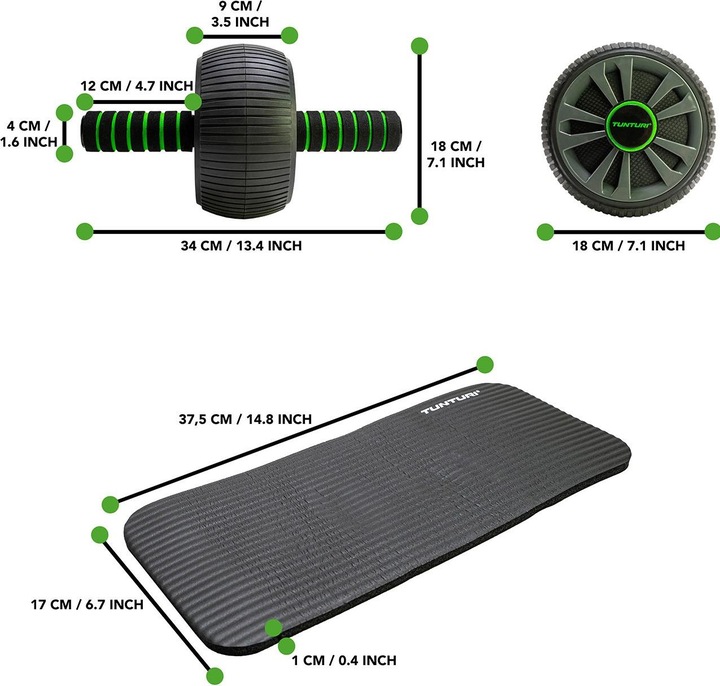 Image du produit Tunturi Pro Exercise Wheel Deluxe Ab Roller mit Matte