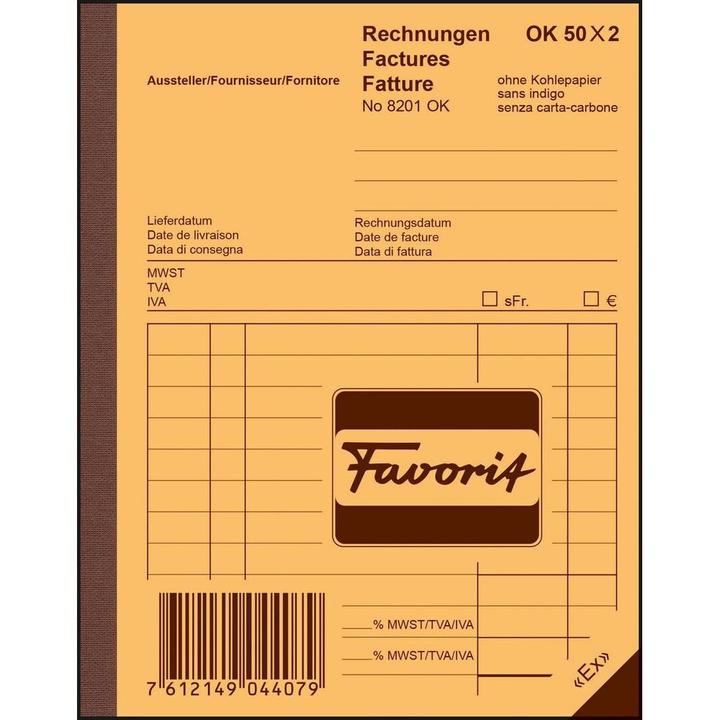 Image du produit Favorit Carnet de factures autocopiantes avec papier autocopiant (100 x)