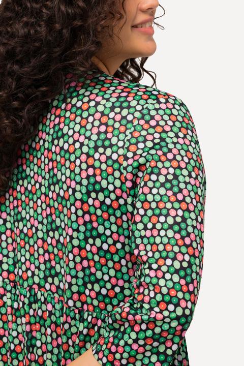 Image du produit Ulla Popken Robe en jersey, effet cache-coeur. Imprimé points multicolores. Col en V et manches 3/4. (54)