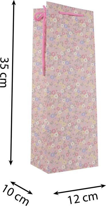 Produktbild Idena Flaschentasche Blumen Kraftpapier 140g/m² pink 12,5x35x9cm