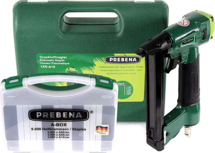 Actual product image Prebena 1XR-A16 Air pressure air nailer in carrying case + A-BOX 9,000 staples / Staples