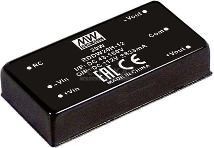Actual product image MeanWell DC/DC converter modules RDDW20 series DIP/DIL x1 Case Dual Output 1 Railway