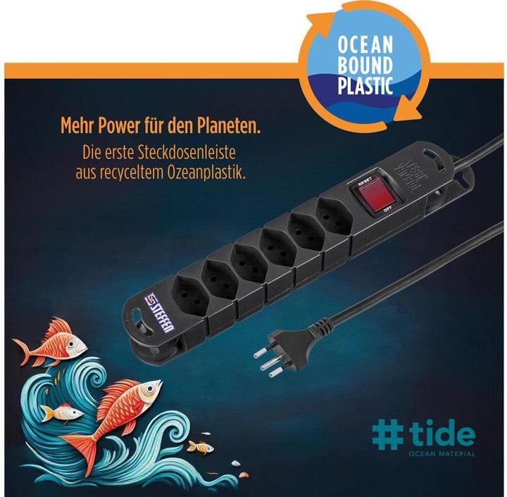 Actual product image Steffen Tide socket strip (6x, Type 13, 3 m)