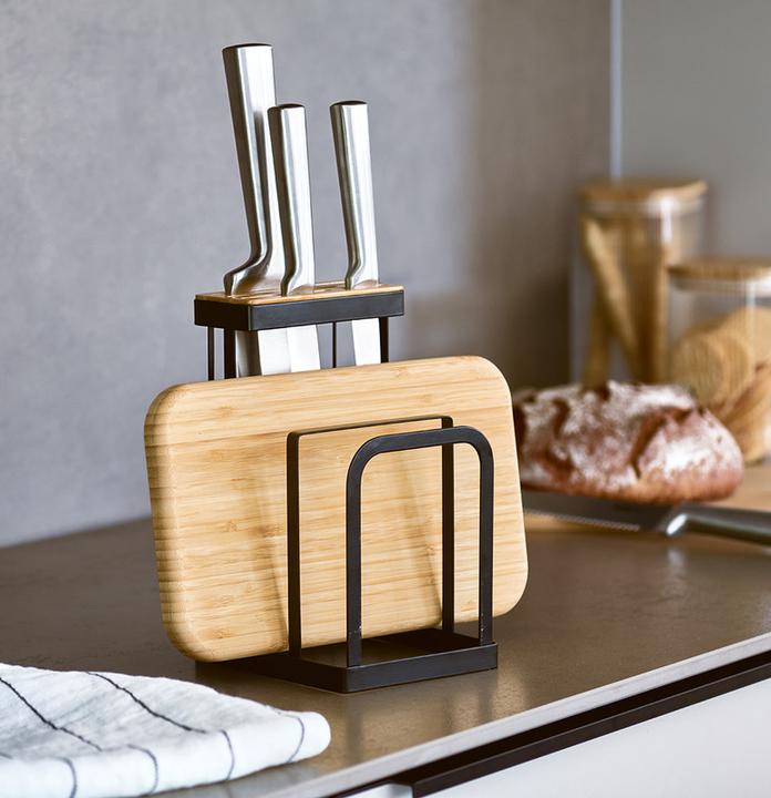 Produktbild Zeller Present Messerblock mit Brettchenständer Metall Bambus 12x14x22 cm